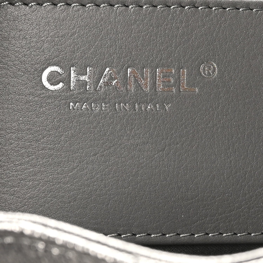 Metallic Caviar Quilted Small Chanel 25 Handbag Anthracite
