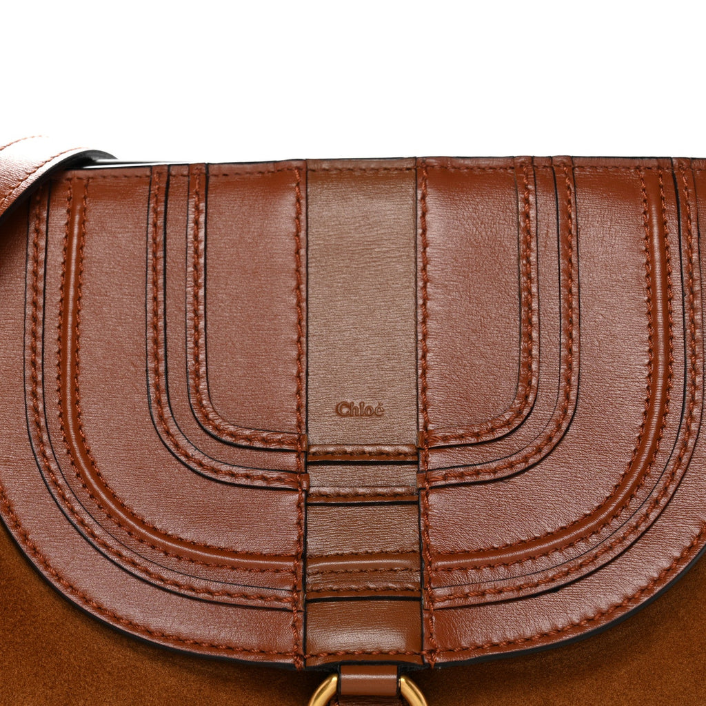 Shiny Grained Calfskin Small Marcie Clutch Tan