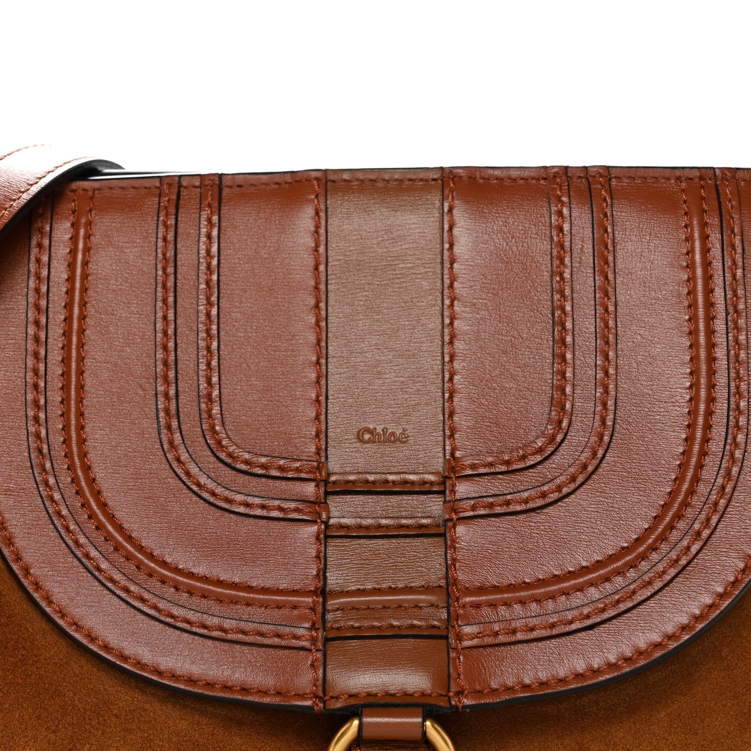 Shiny Grained Calfskin Small Marcie Clutch Tan