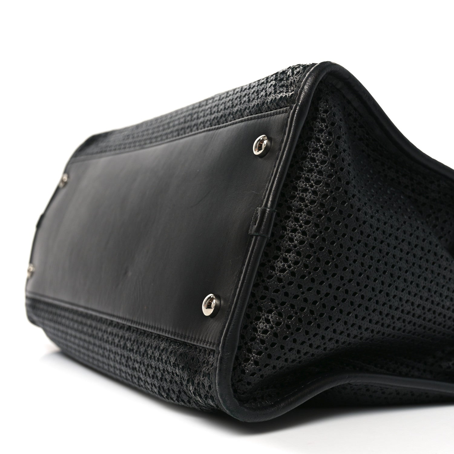 Calfskin Perforated Up In The Air Tote Black