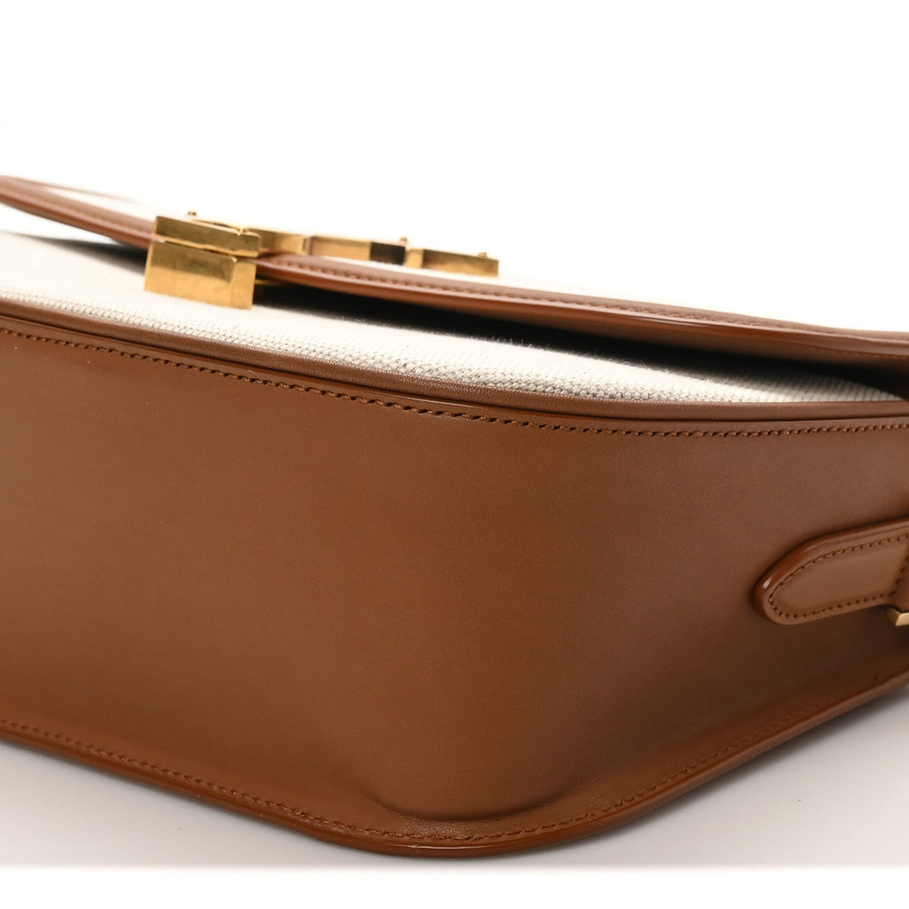 Linen Calfskin Monogram Small Solferino Satchel Greggio Brick