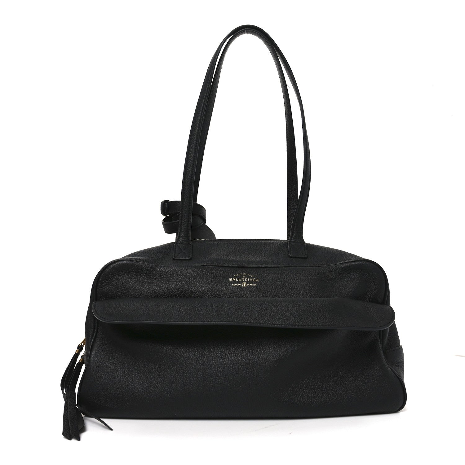 Grained Calfskin Medium Carrie Bowling Bag Black