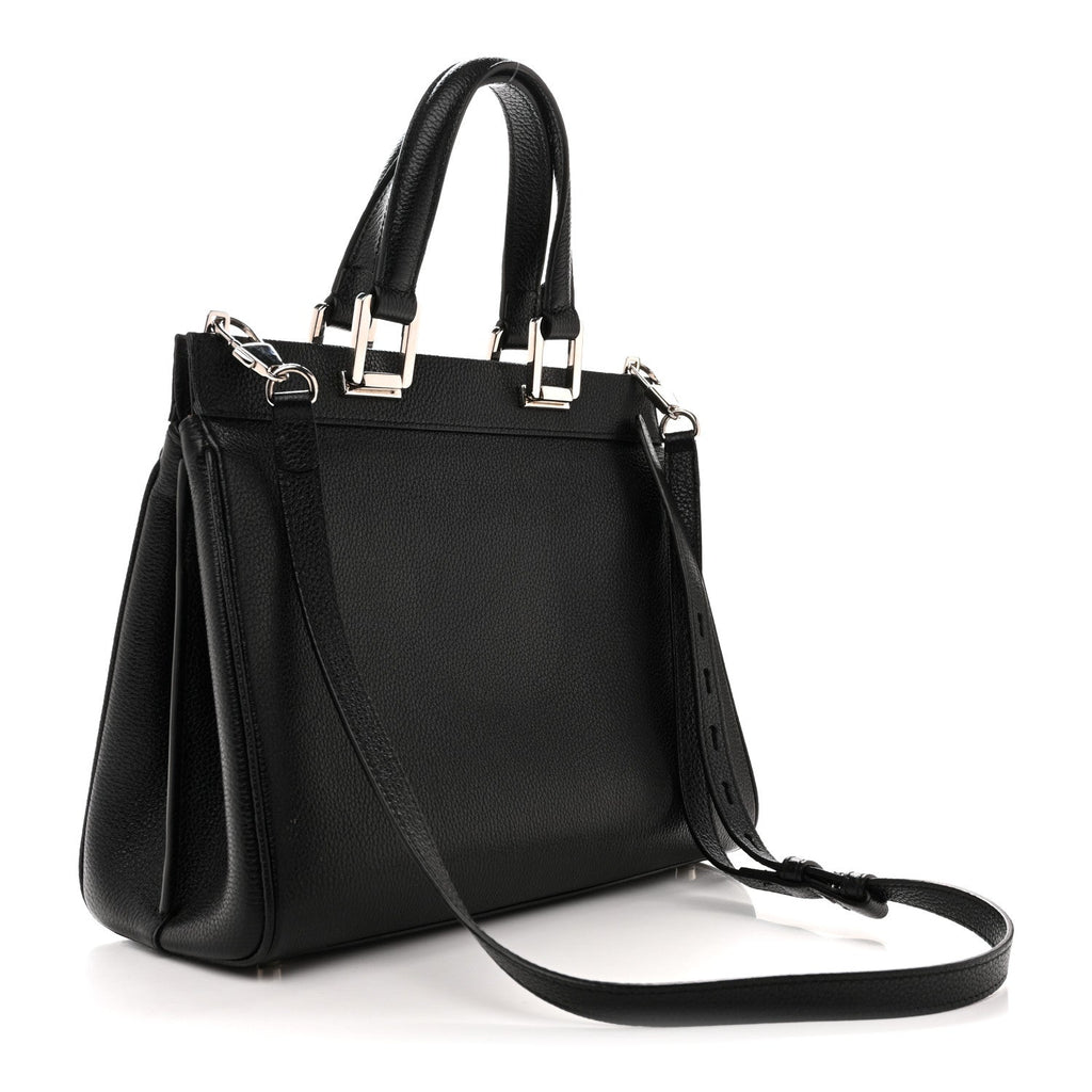 Grainy Calfskin Small Zumi Top Handle Bag Black