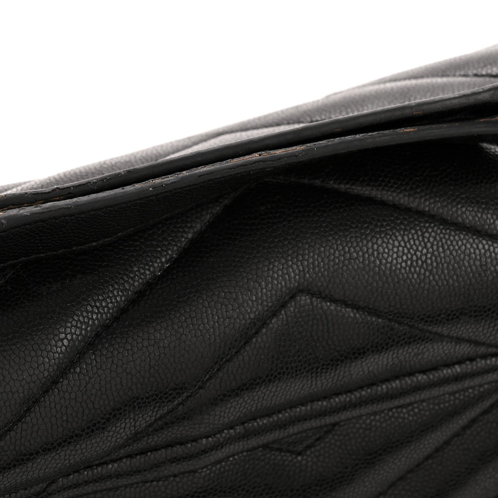 Grain de Poudre Calfskin Y Quilted Monogram Medium Loulou Chain Satchel Black
