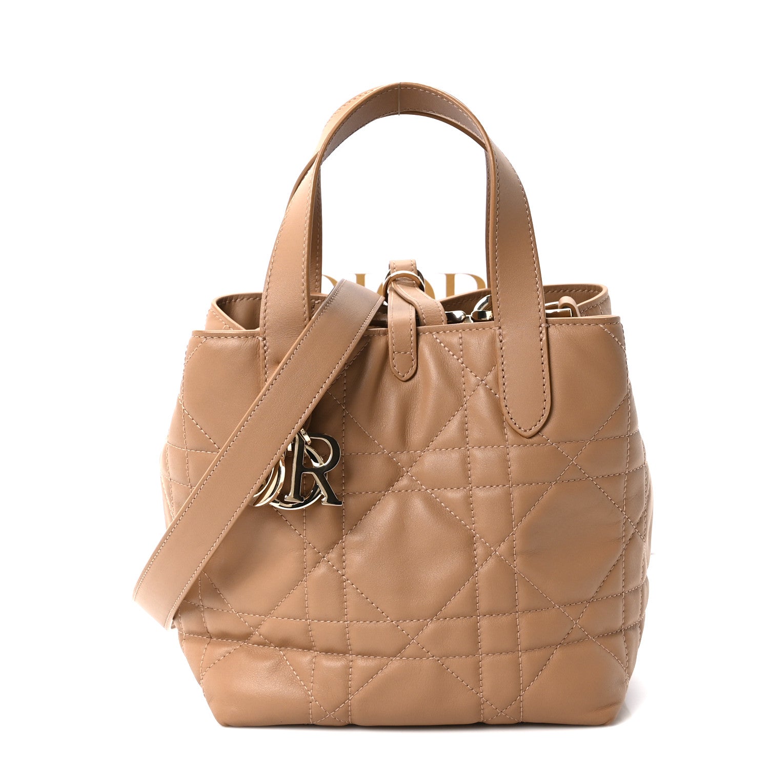 Calfskin Macrocannage Small Toujours Vertical Beige