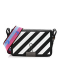 Saffiano Striped Mini Diag Binder Clip Bag Black White Indus