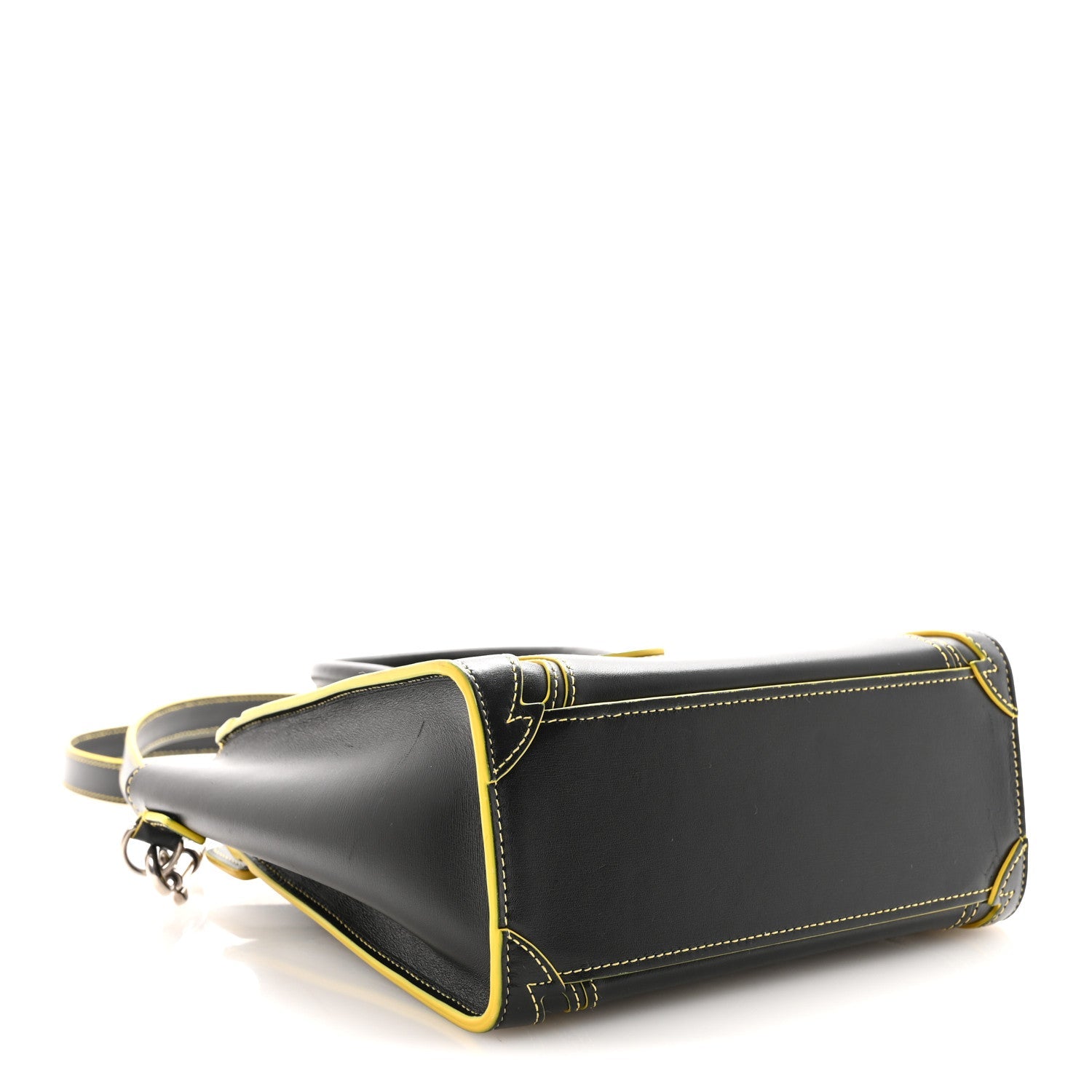 Satin Calfskin Nano Debossed Luggage Black Yellow