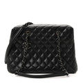 Caviar Quilted Small City Shopping Tote Black