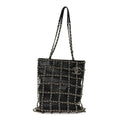 Lambskin Large Shopping Chain Tote Black