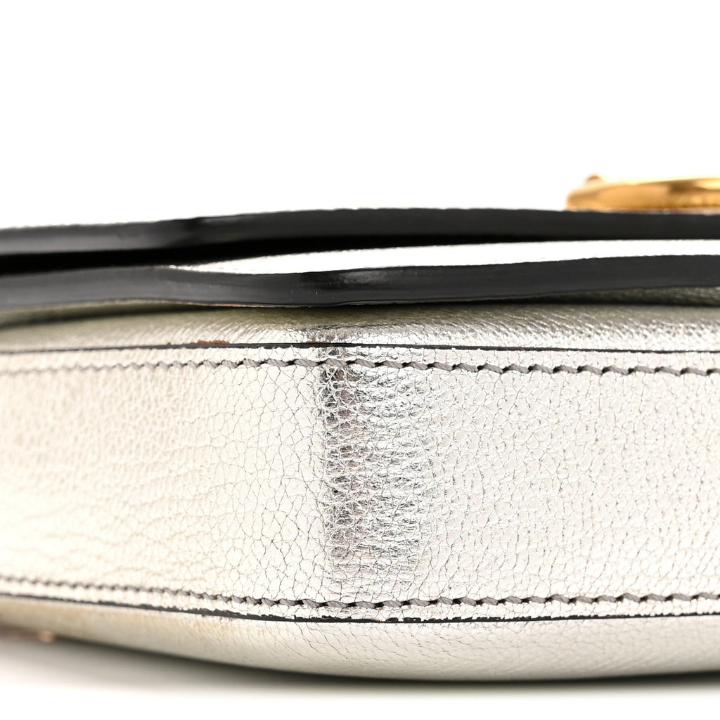 Metallic Hayes Goatskin D-Ring Mini Bag Silver