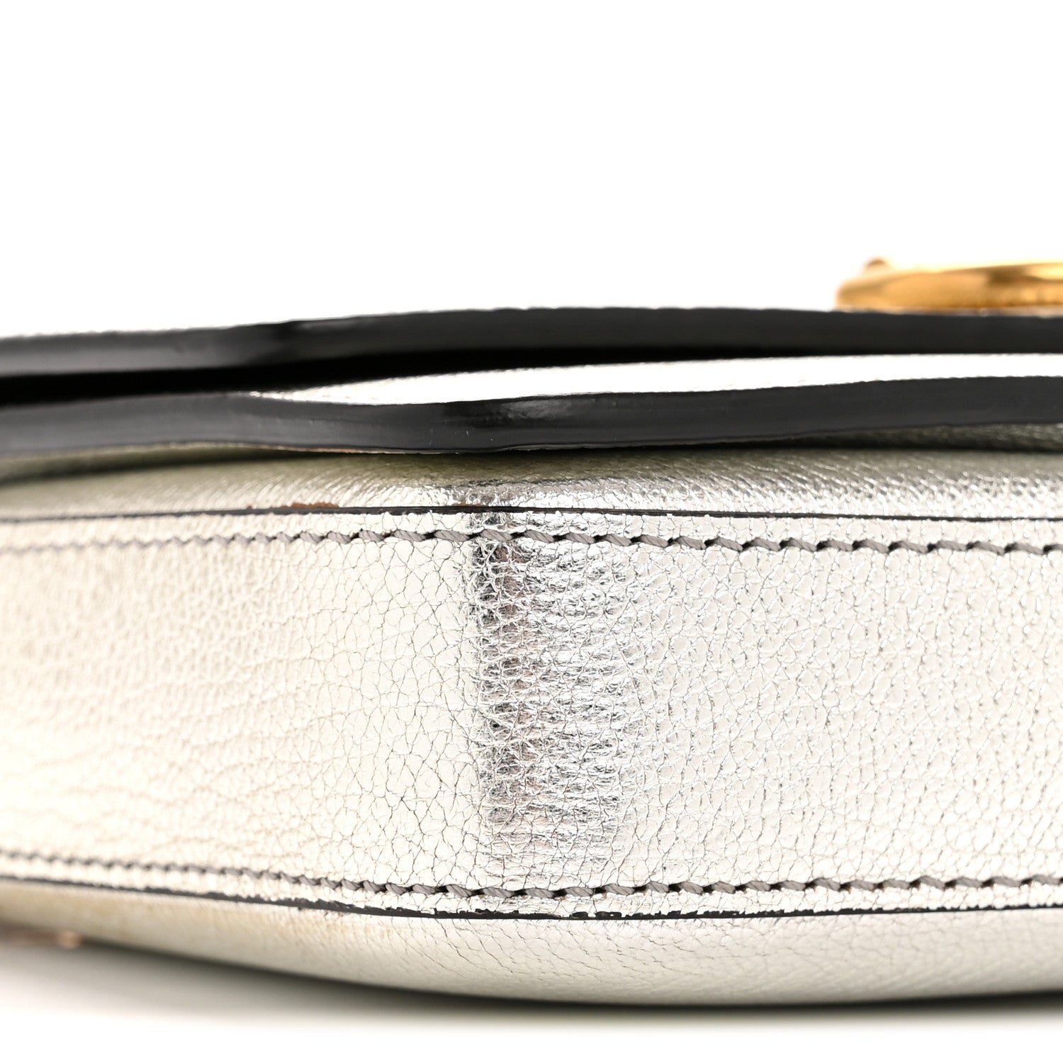 Metallic Hayes Goatskin D-Ring Mini Bag Silver