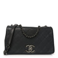 Calfskin Diamond Embossed Medium New Chic Flap Dark Grey