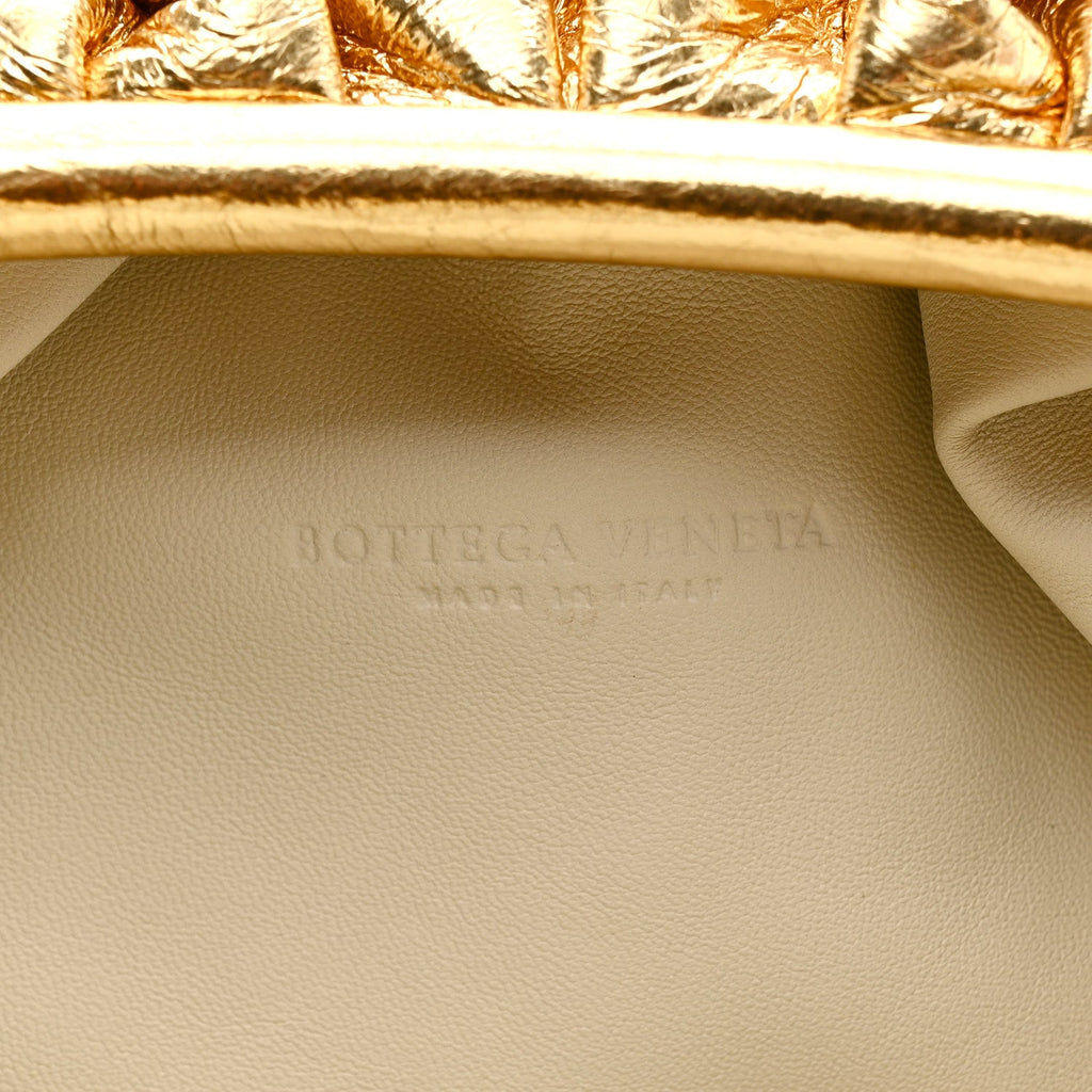 Metallic Crinkled Lambskin The Pouch Oversized Clutch Oro