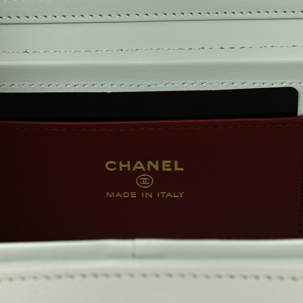 Shiny Caviar Preppy Coco Long Vanity With Strap Light Blue