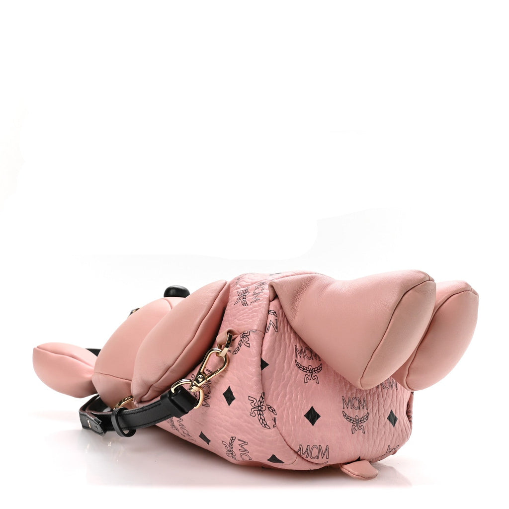 Calfskin Visetos Rabbit Zoo Doll Backpack Soft Pink