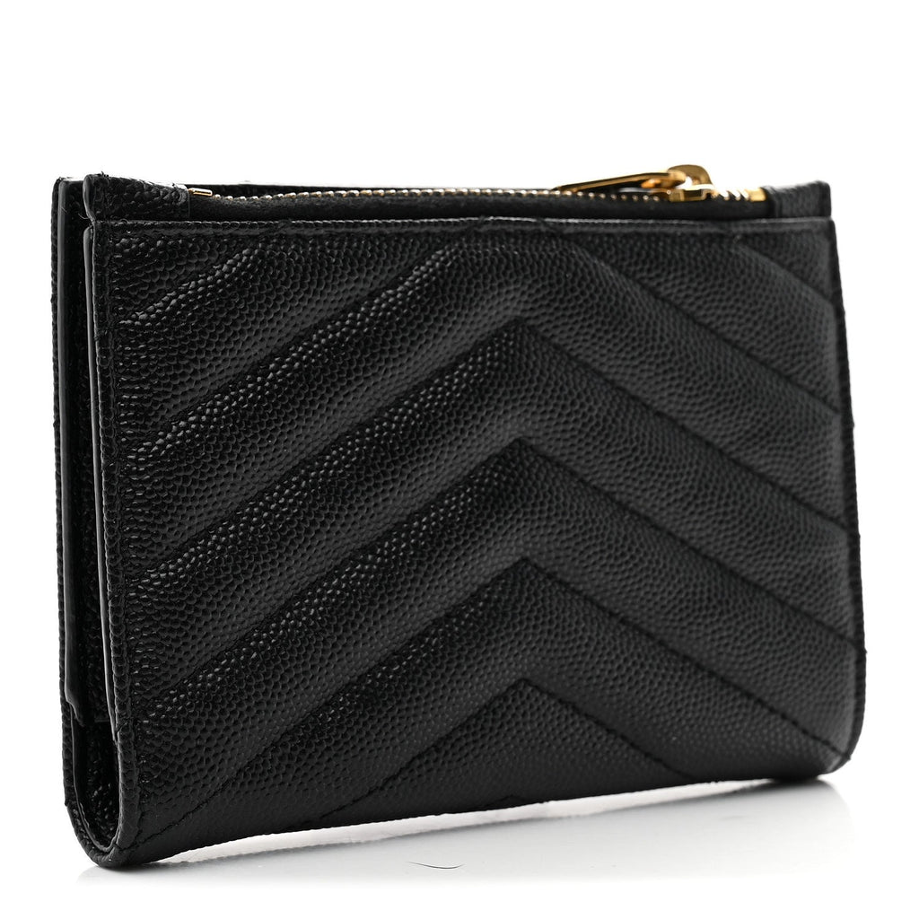 Grain De Poudre Matelasse Chevron Monogram Zipped  Case Black