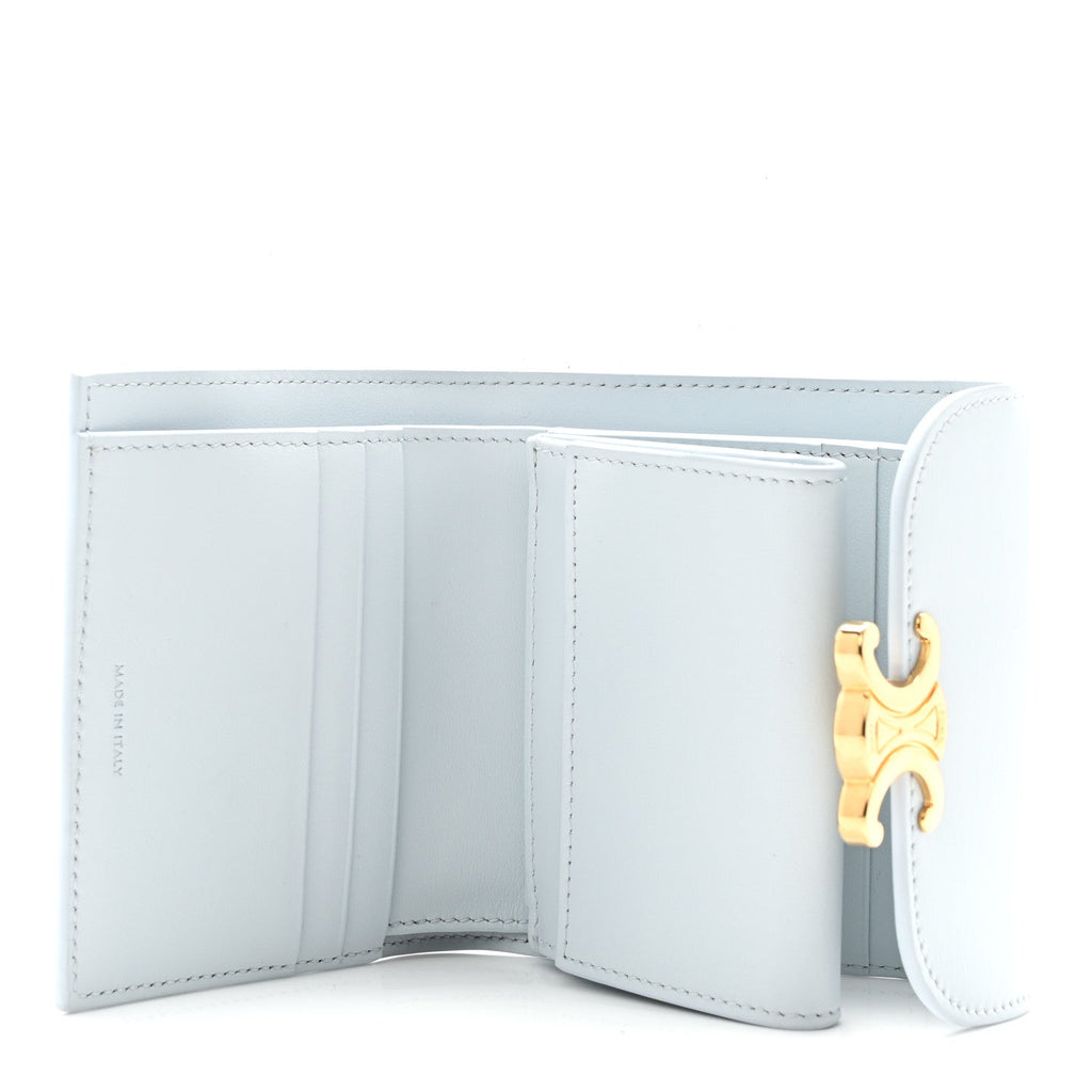 Shiny Calfskin Small Triomphe Wallet Soft Blue