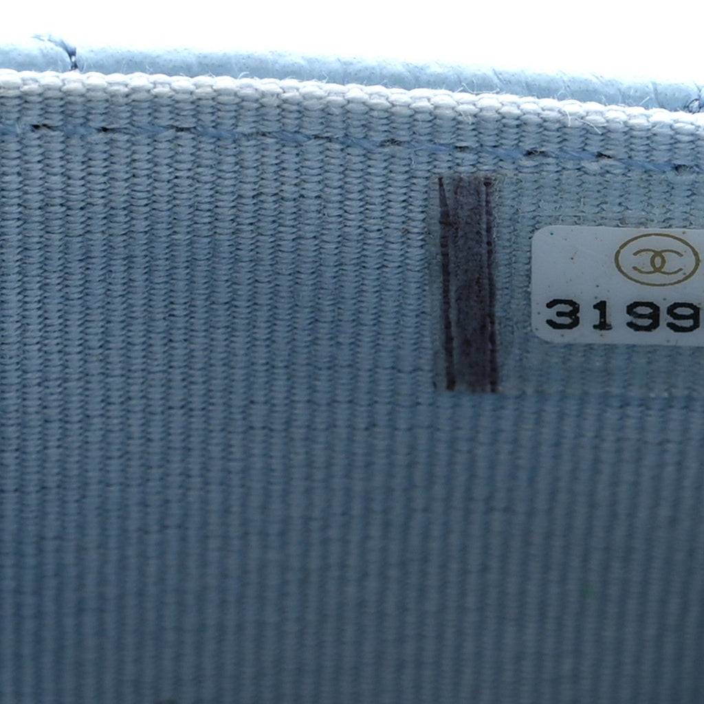 Caviar Quilted Flap  Holder Wallet Light Blue