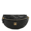 Lambskin Enamel Quilted Waist Bag Black