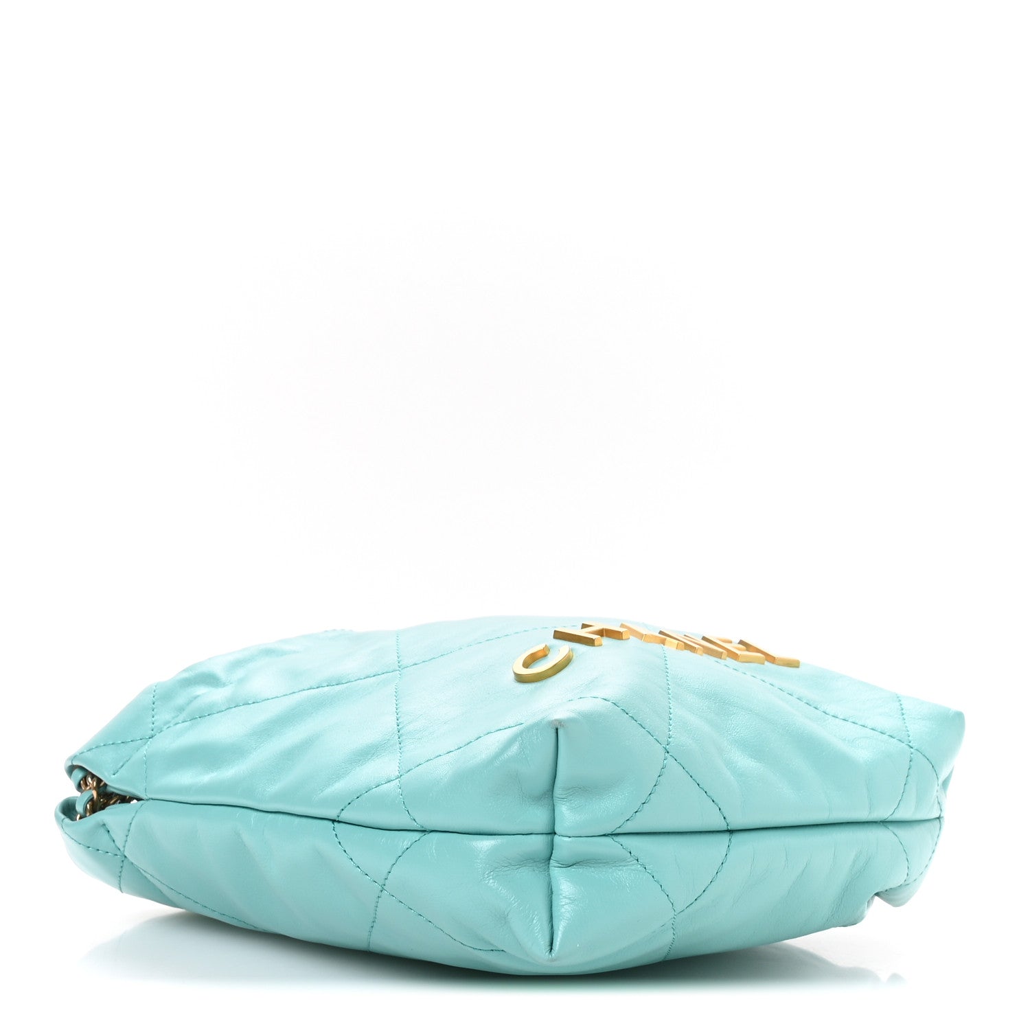Shiny Calfskin Quilted Mini Chanel 22 Turquoise