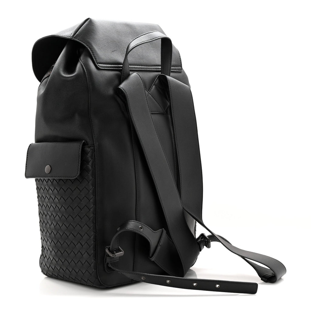 Calfskin Intrecciato Sassolungo Backpack Black Multicolor