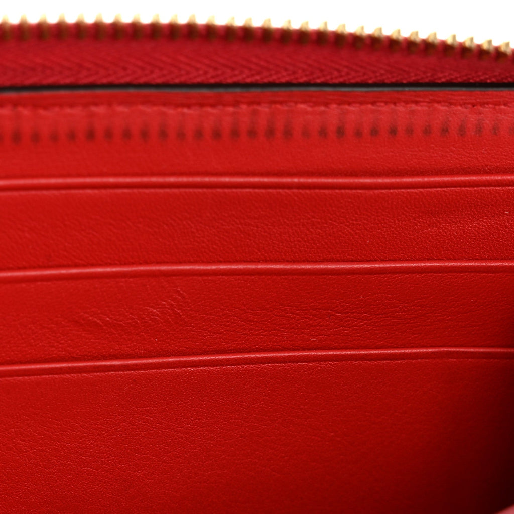 GG Supreme Monogram Apple Zip Around Wallet Beige Multicolor Lobster Red