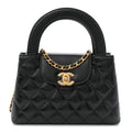 Shiny Aged Calfskin Quilted Nano Kelly Shopper Black