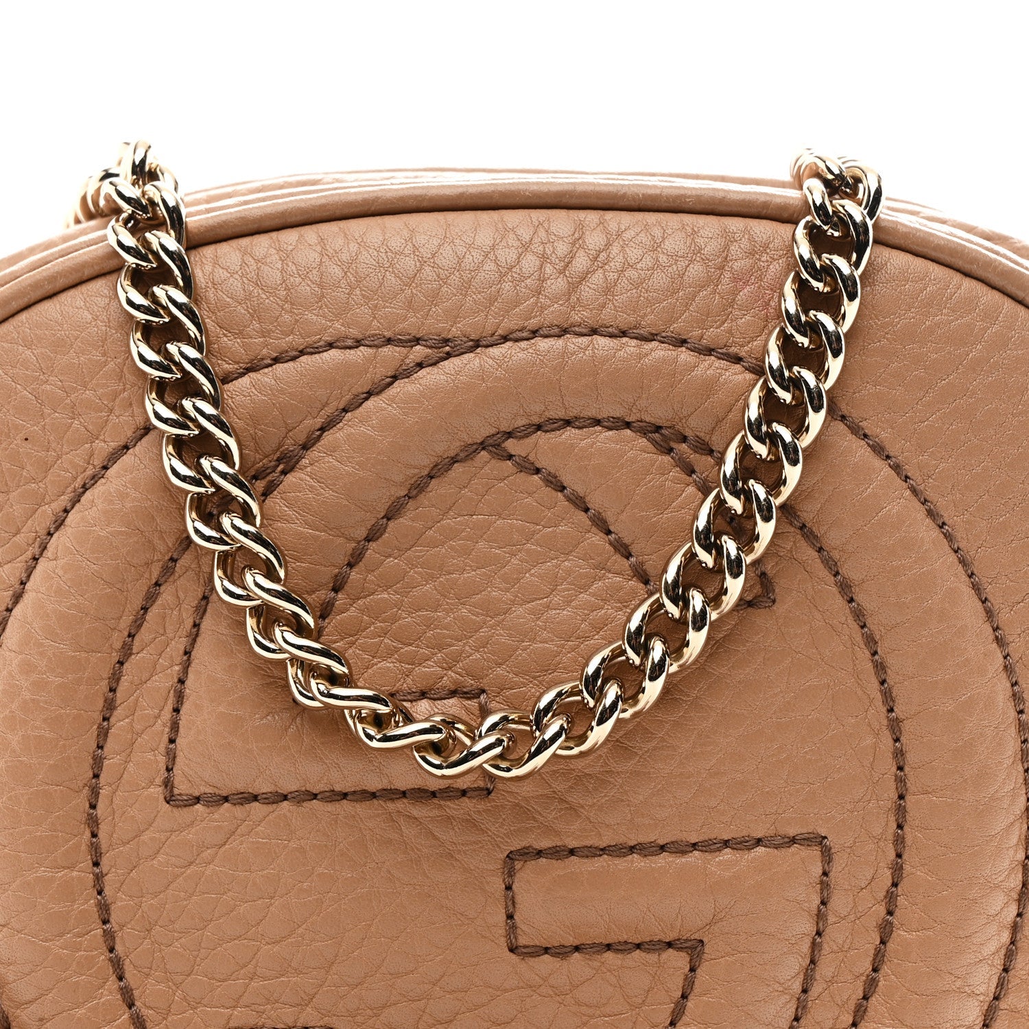 Pebbled Calfskin Mini Soho Chain Bag Camelia