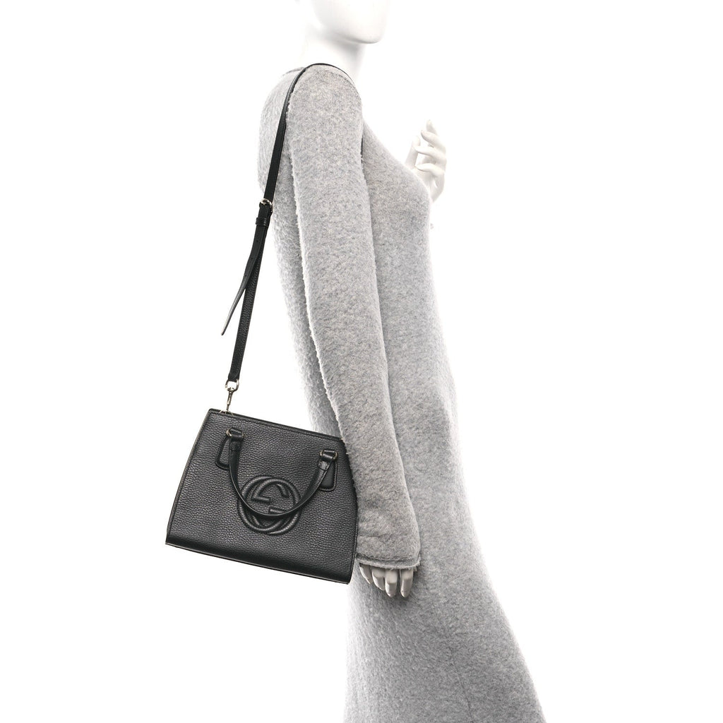 Dollar Calfskin Medium Soho Top Handle Satchel Black