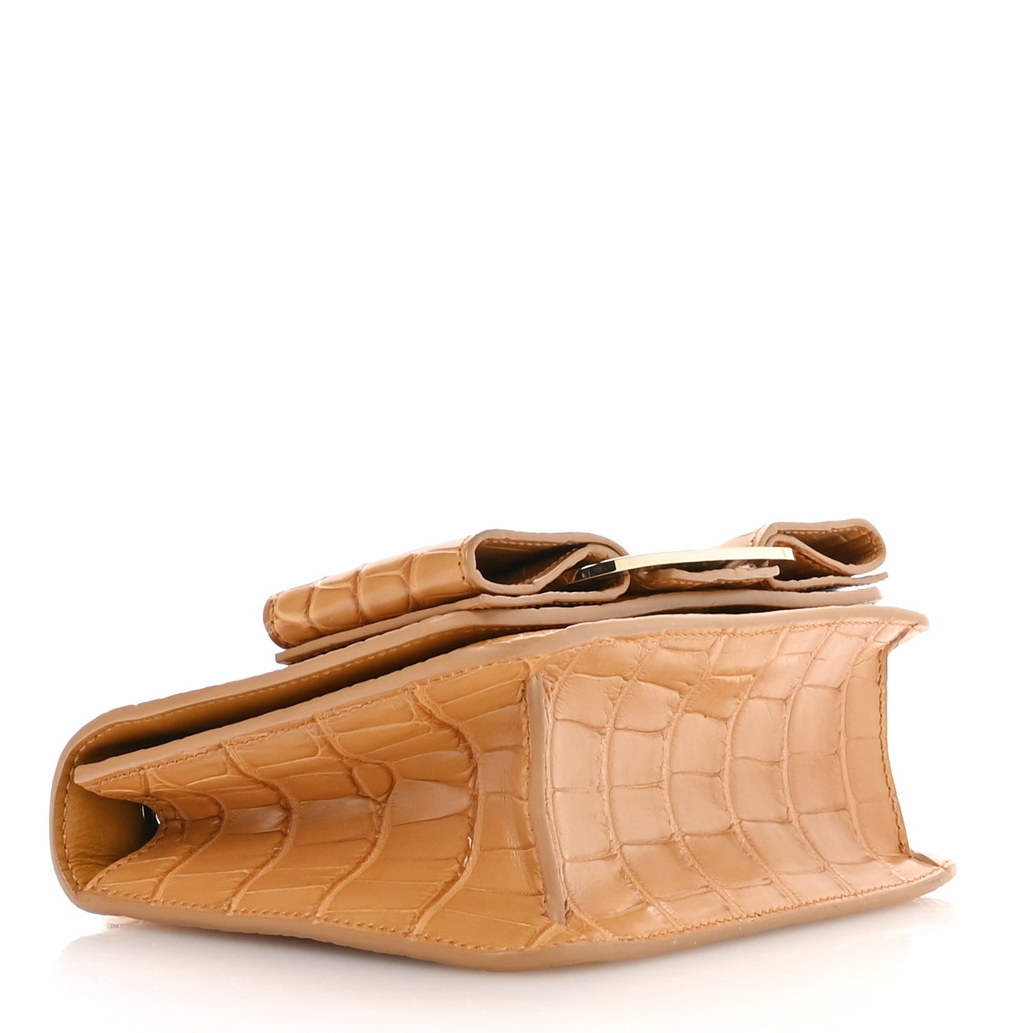 Crocodile Mini Vara Bow Crossbody Bag Beige