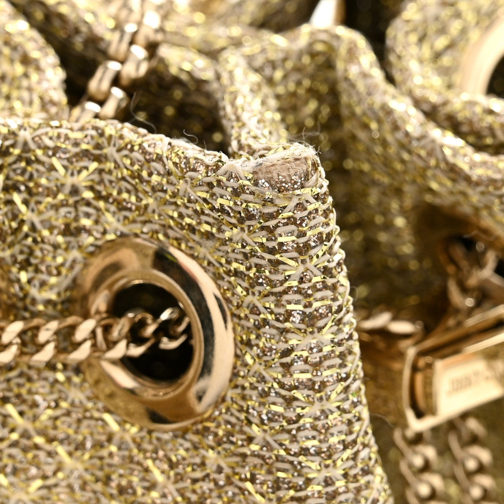 Metallic Woven Bon Bon Bag Champagne