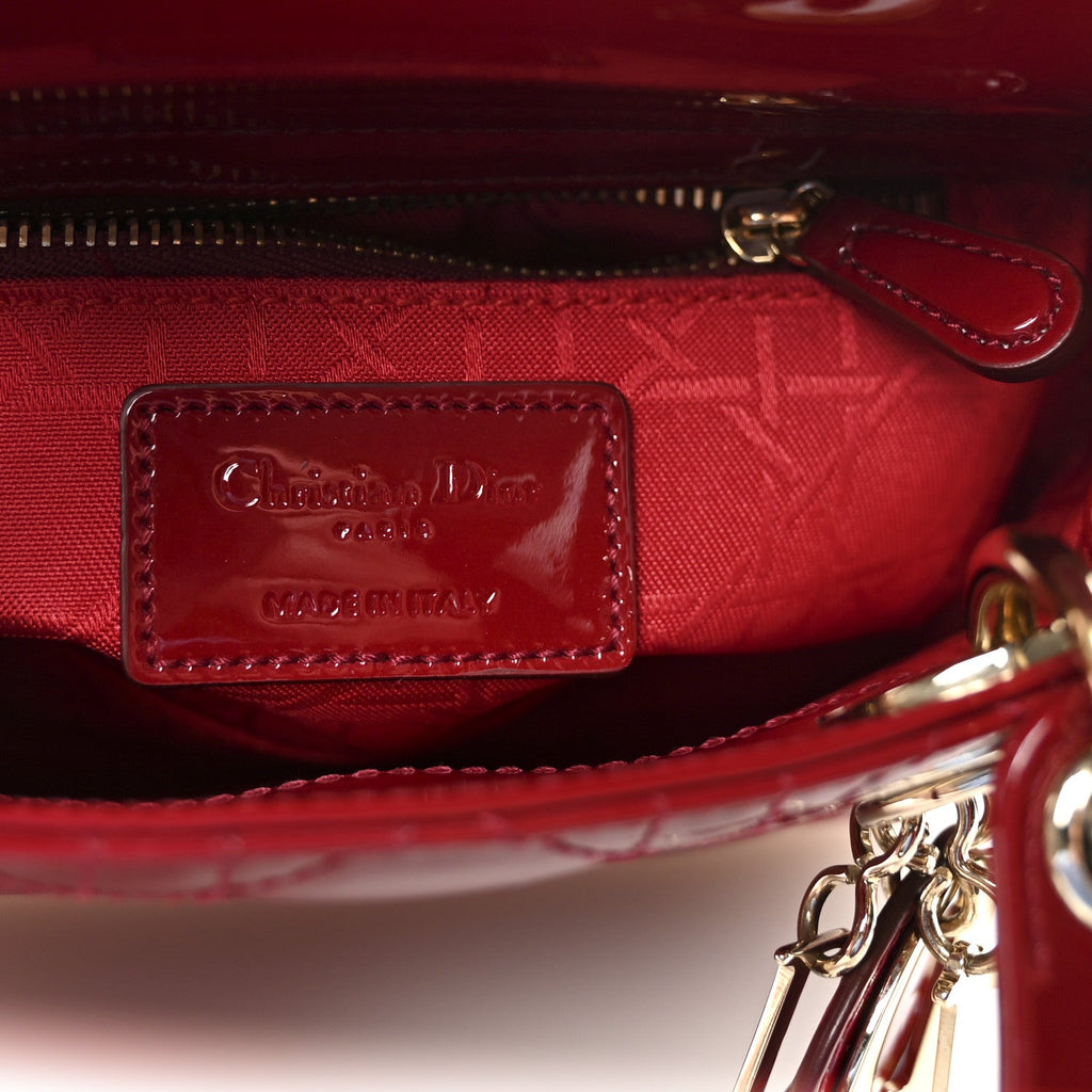 Patent Cannage Mini Lady Dior Red