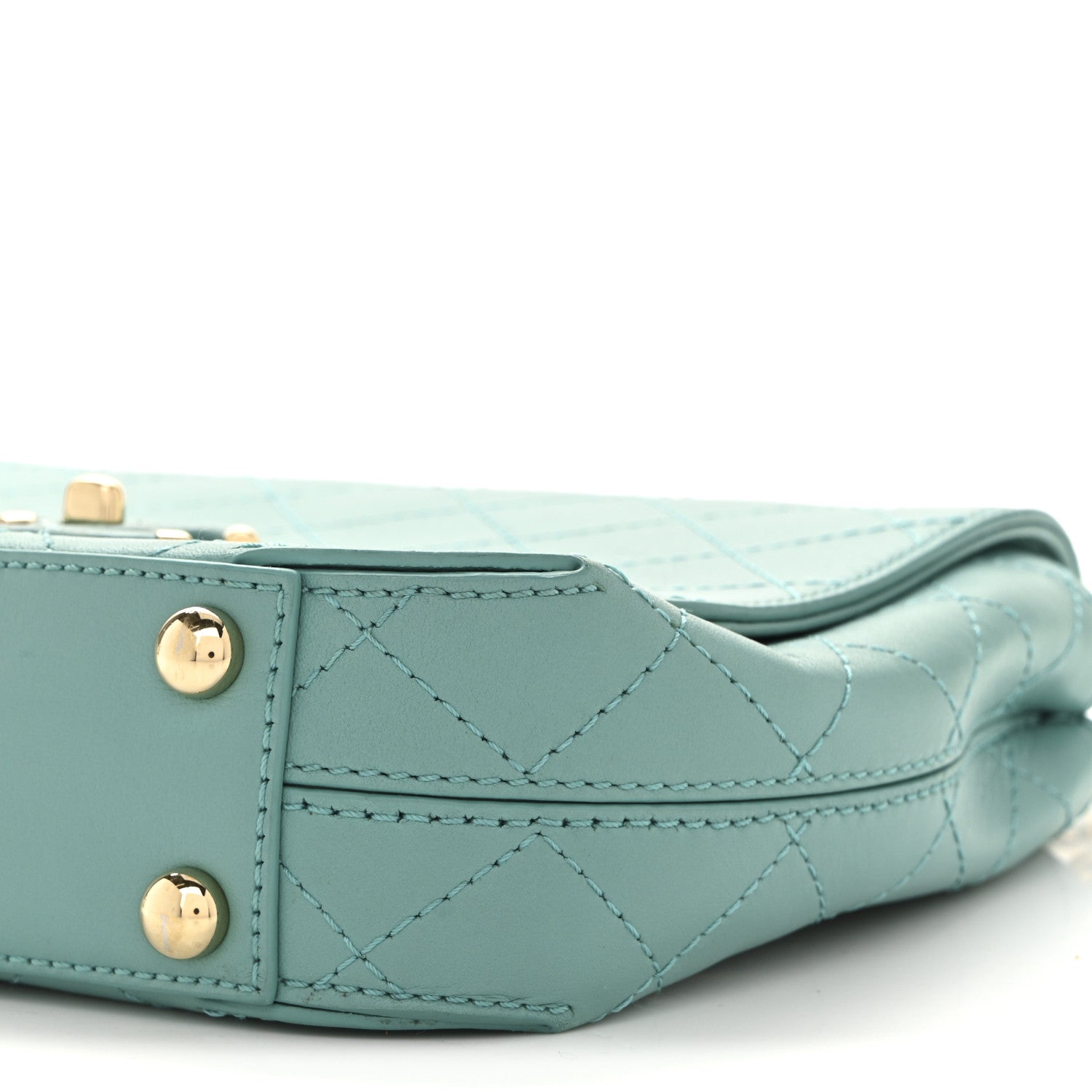 Calfskin Stitched Small Covered CC Flap Bag Green