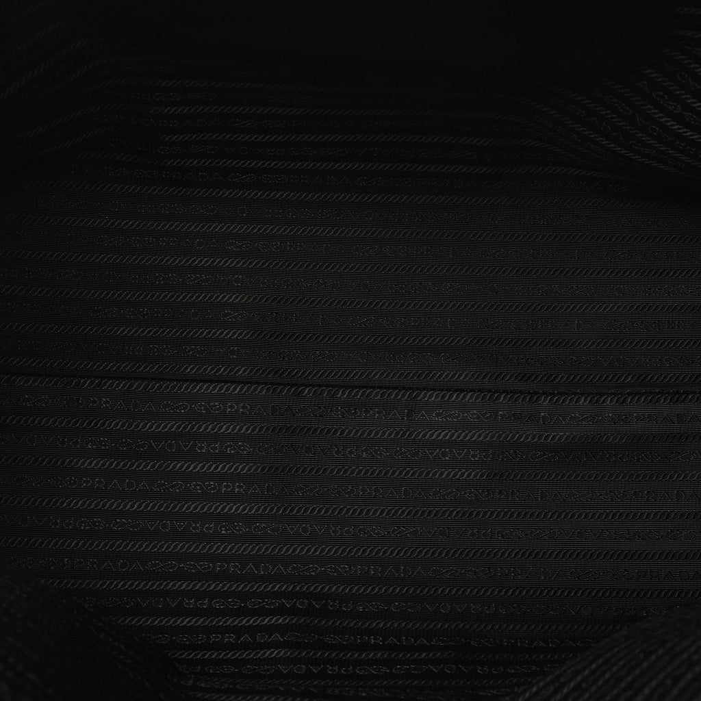 Jacquard Saffiano Triangolo Symbole Embroidered Shopping Tote Black Edera