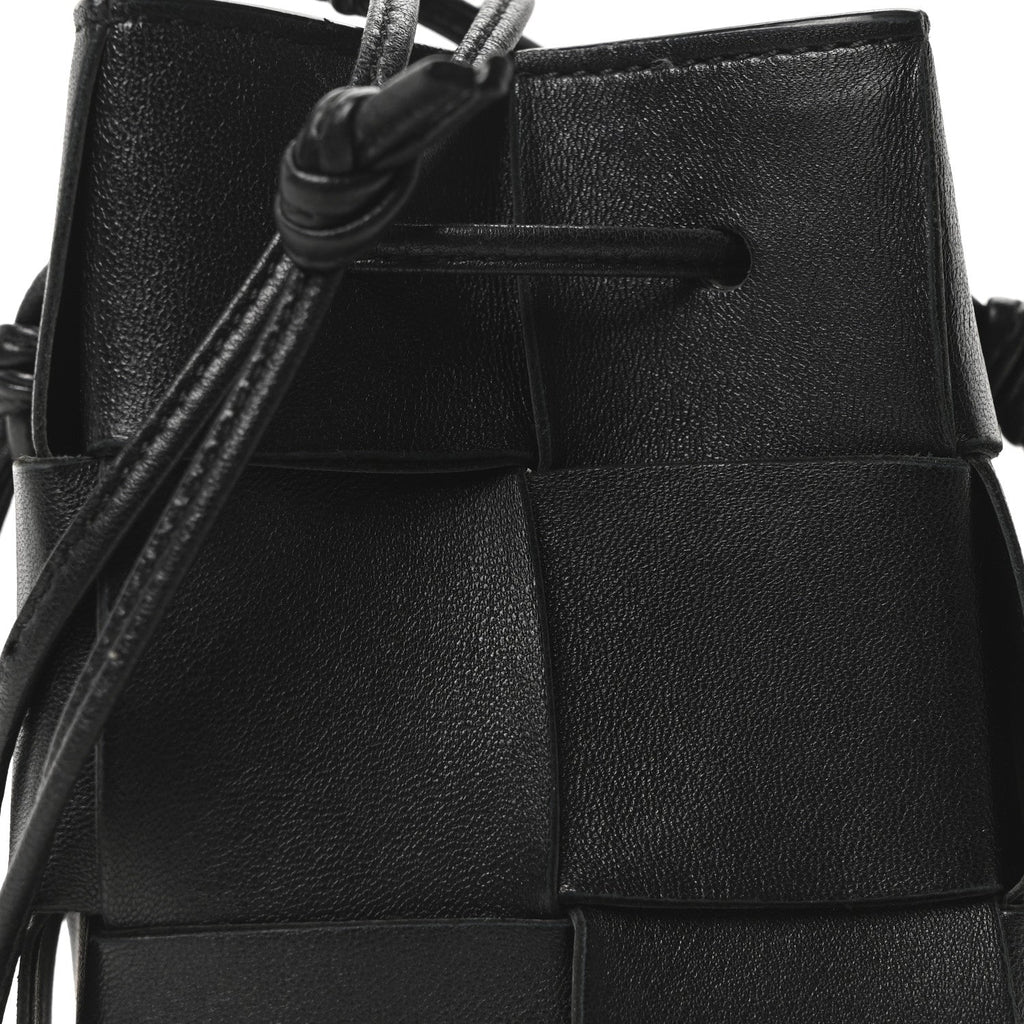 Nappa Maxi Intrecciato Mini Cassette Bucket Bag Black