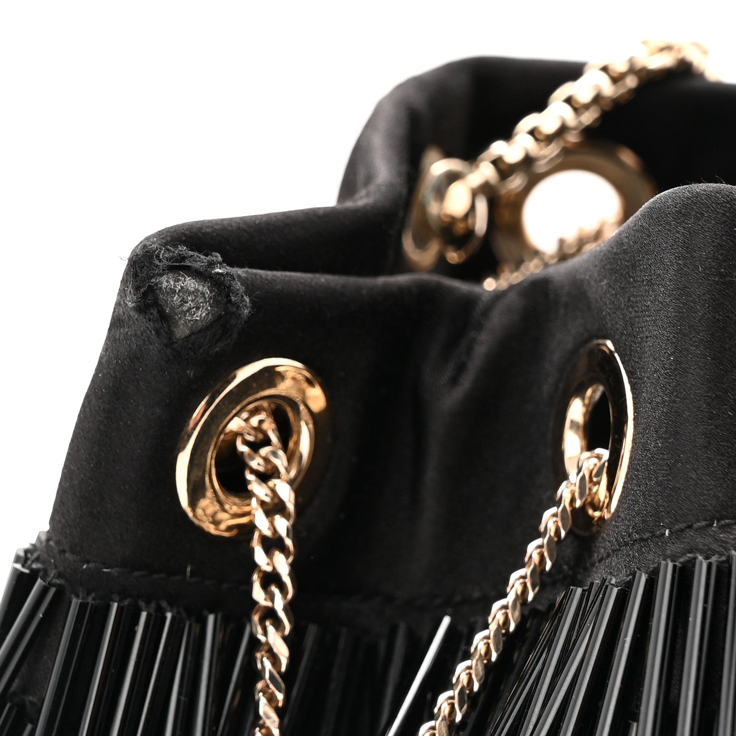 Satin Beaded Mini Bon Bon Bag Black