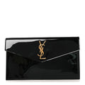 Patent Calfskin Monogram Uptown Clutch Black