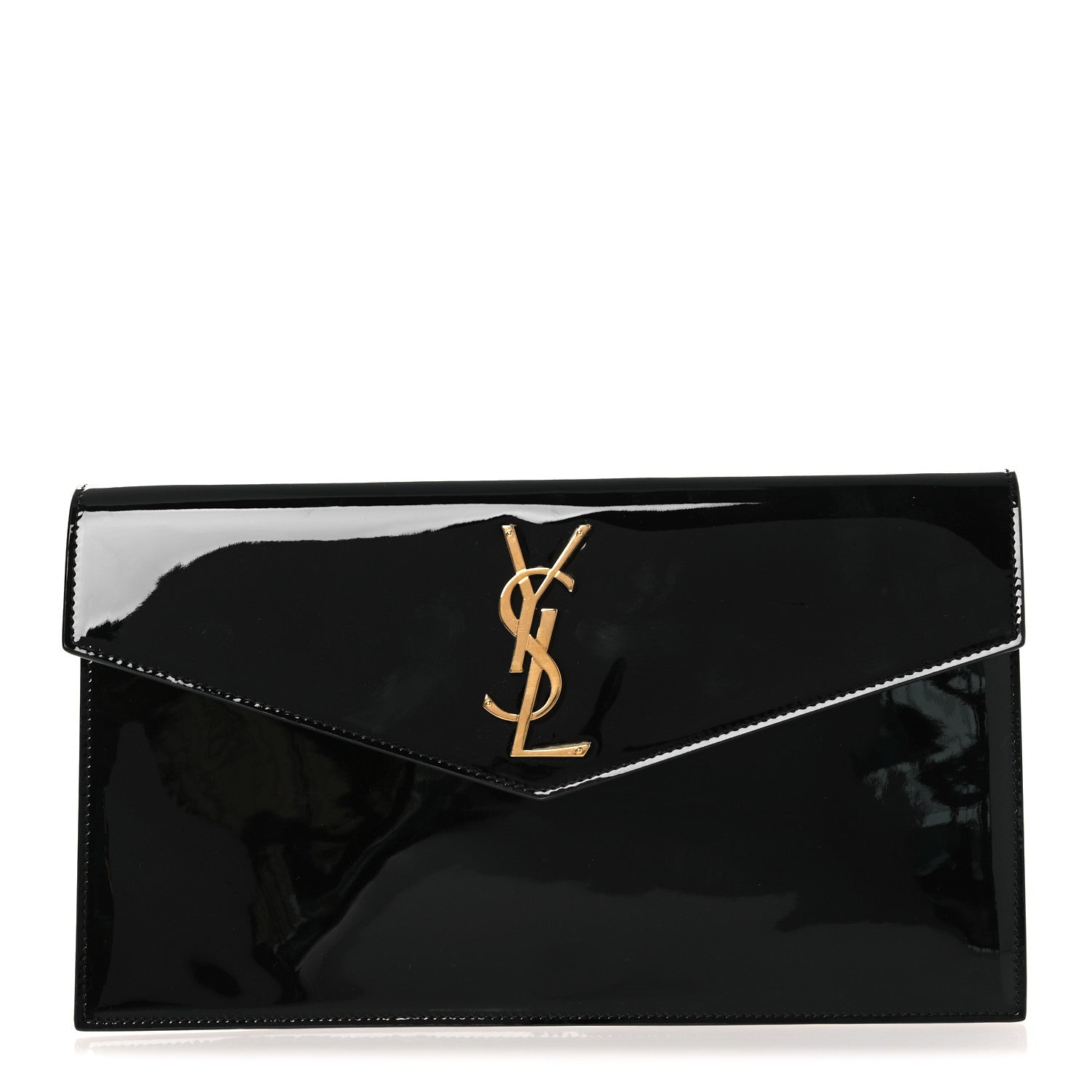 Patent Calfskin Monogram Uptown Clutch Black