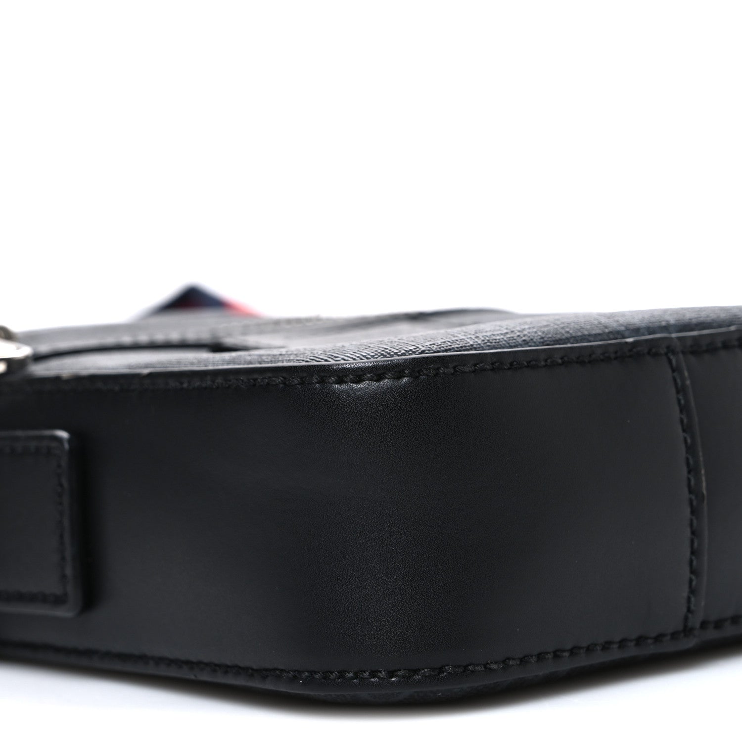 GG Supreme Monogram Appia Calfskin Web Small Camera Messenger Bag Black Grey