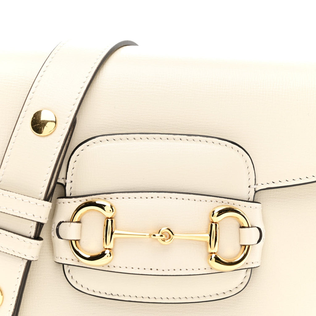 Azalea Calfskin Mini Horsebit 1955 Rounded Shoulder Bag Mystic White