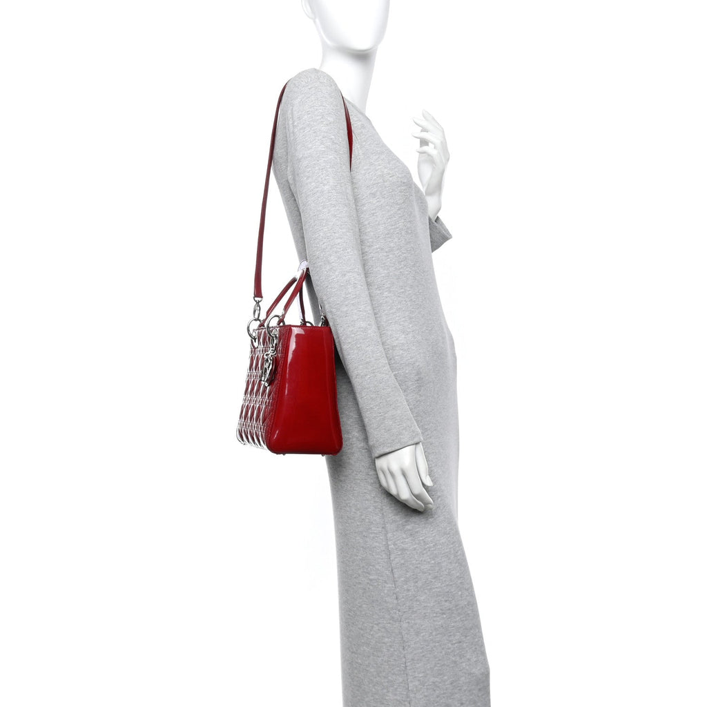 Patent Cannage Medium Lady Dior Red