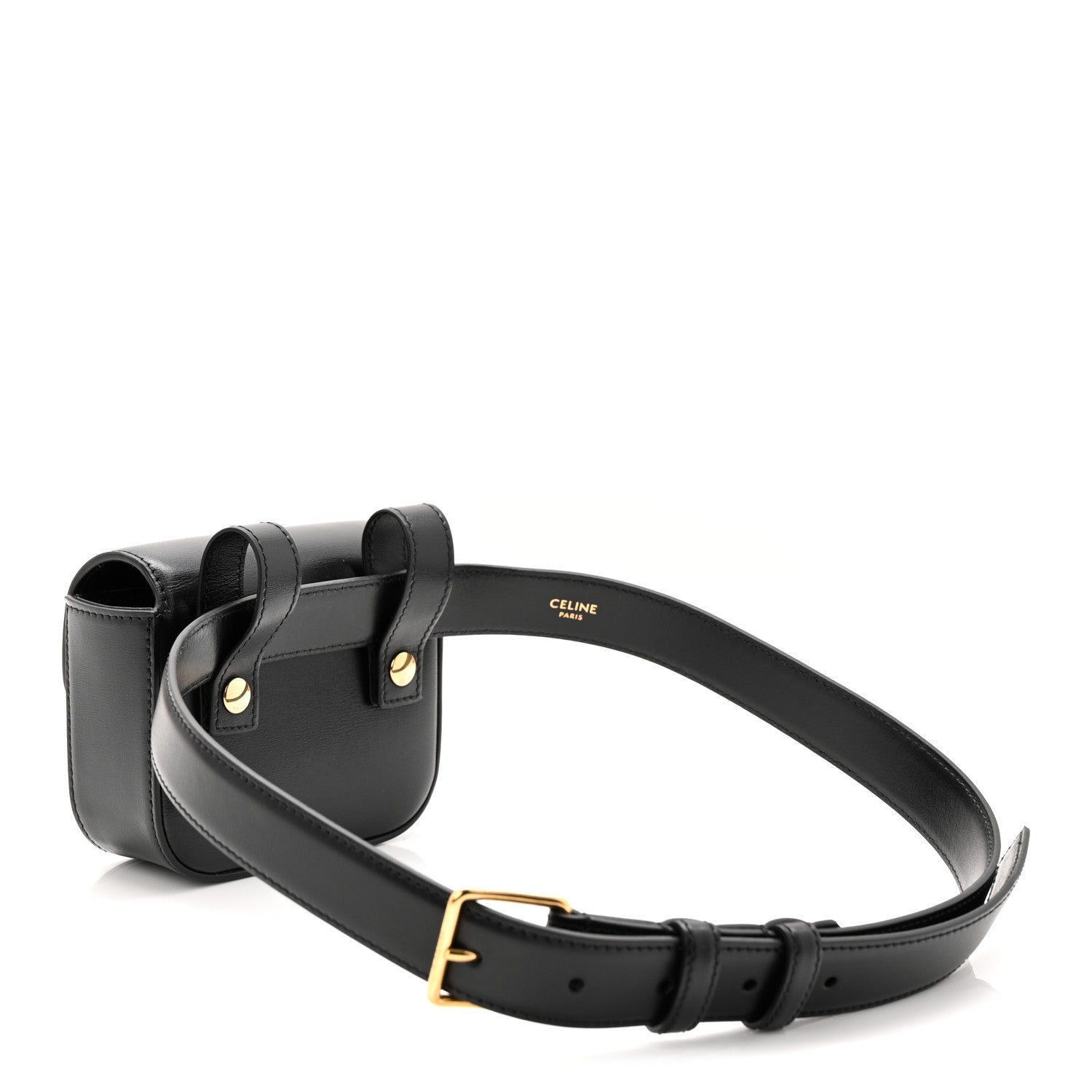 Shiny Calfskin Mini Claude Belt Bag 75 30 Black