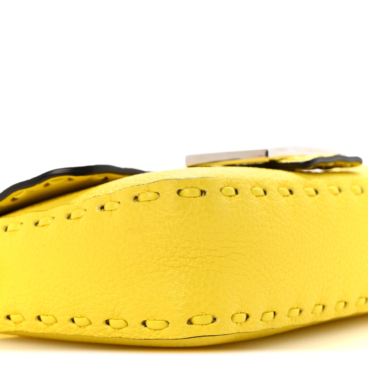 Cuoio Roma Sellerissima Nappa Sintetica Tape Stitch Mini Baguette Acid Yellow
