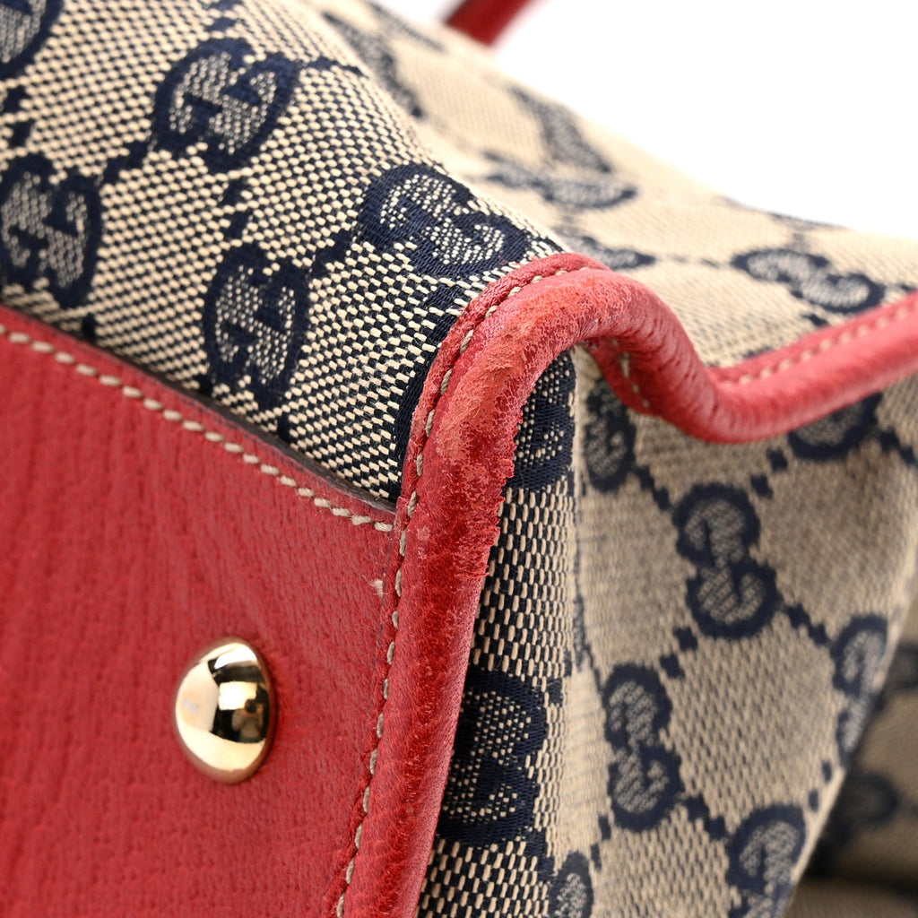 Monogram Work Tote Navy Red