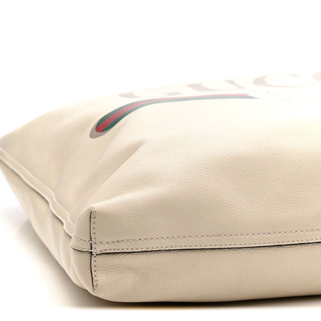 Calfskin Mens Logo Tote White