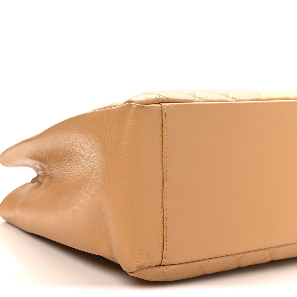 Caviar Quilted Grand Shopping Tote GST Beige
