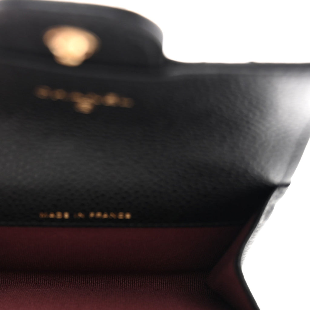 Caviar Quilted Flap  Holder Wallet Black