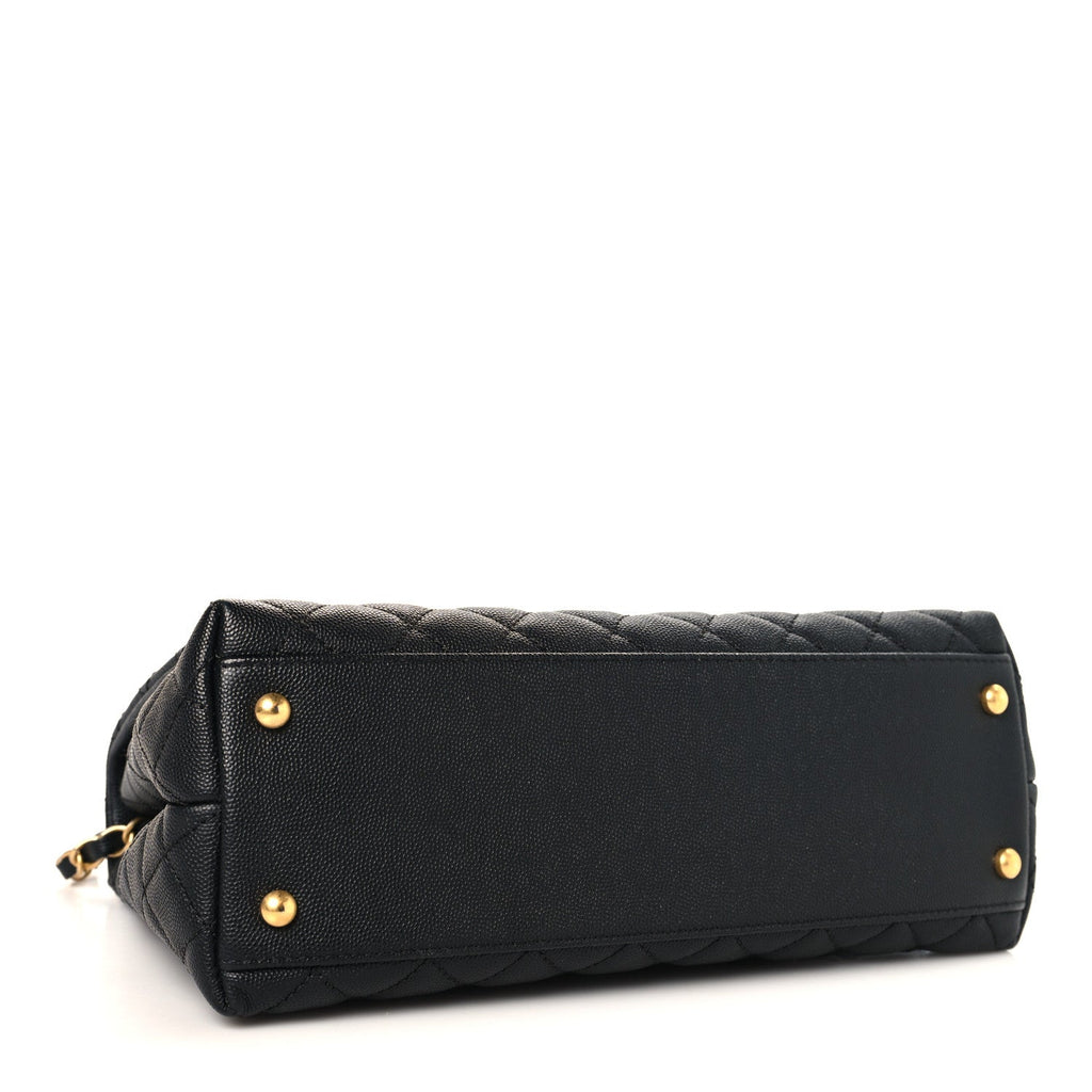Caviar Quilted Small Coco Handle Flap Black