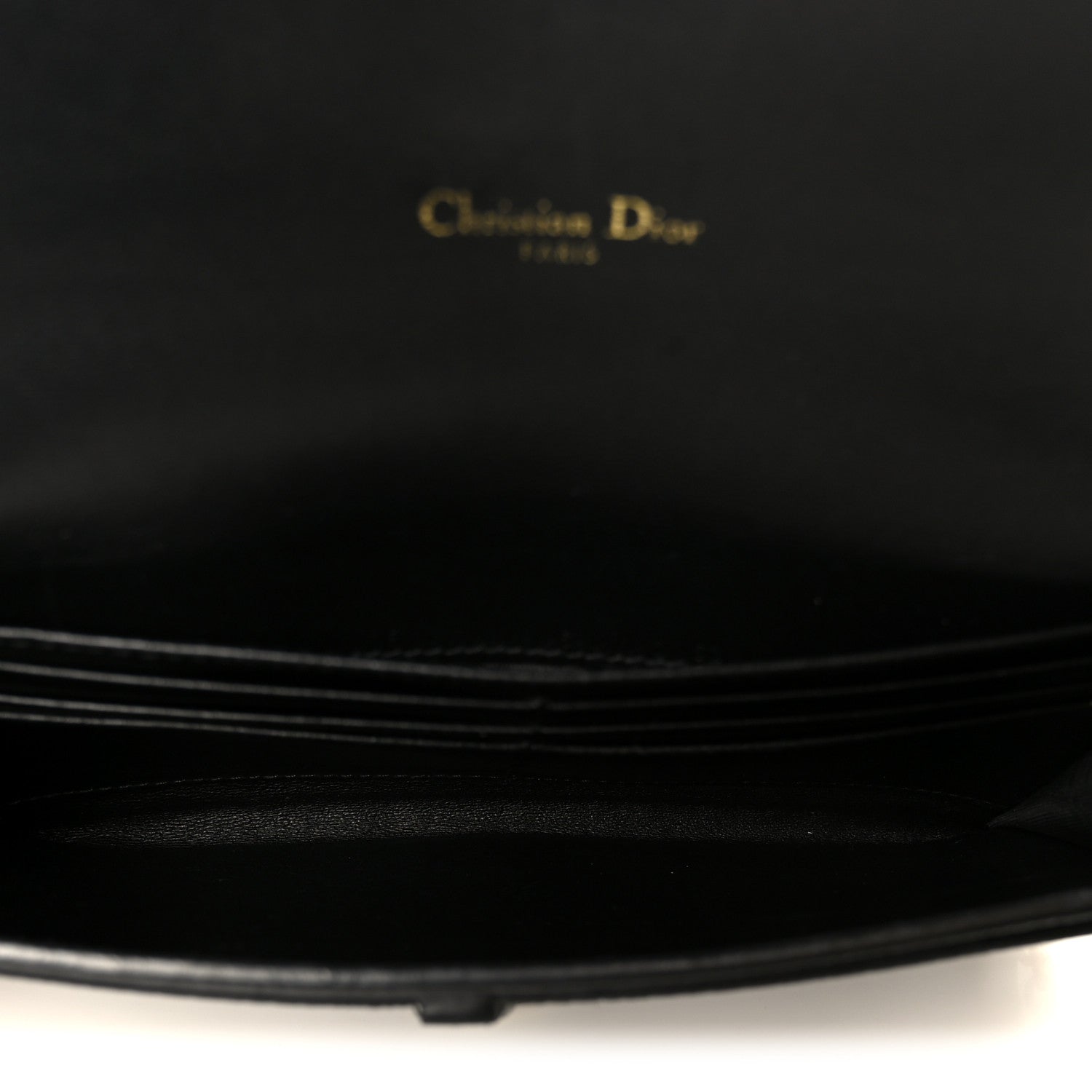 Grained Calfskin Saddle Chain Wallet Pouch Black