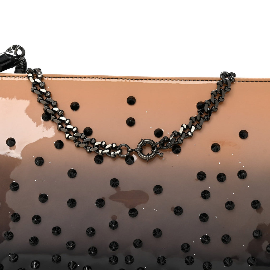 Patent Degrade Loubiposh Spiked Clutch Nude Black